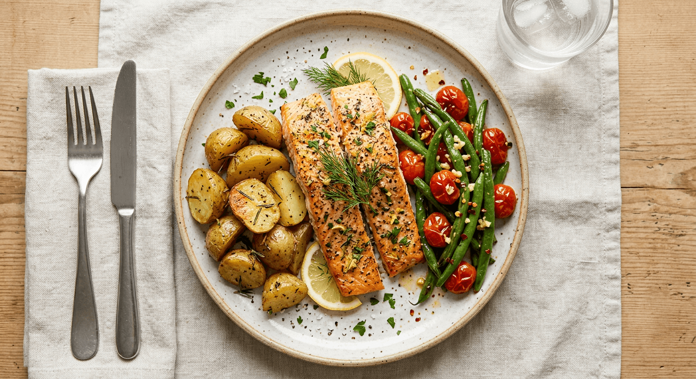 Sheet Pan Salmon With Garlic Green Beans And Potatoes 1771028083938 058e