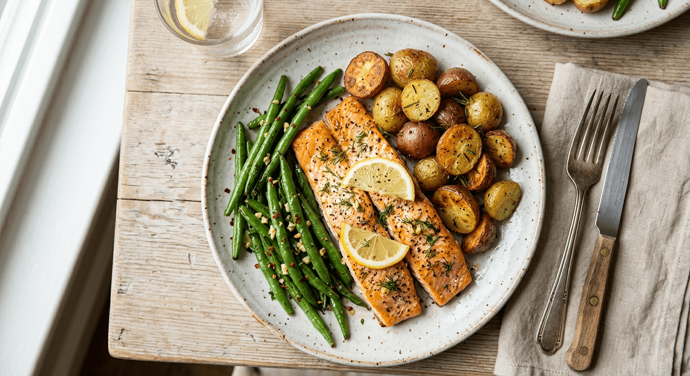 Sheet Pan Salmon With Garlic Green Beans And Potatoes 1771028083938 058e