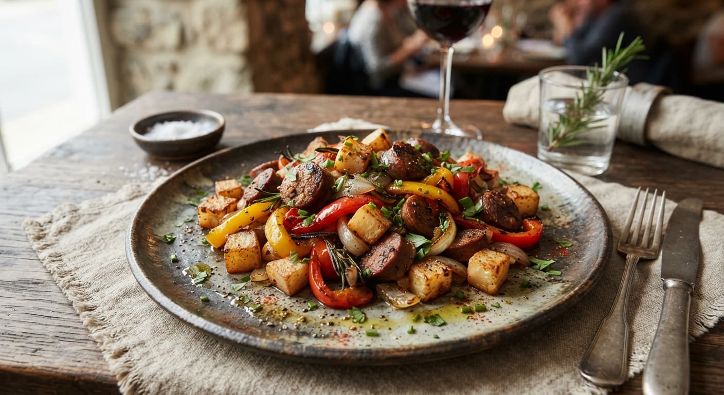 Sheet-Pan Sausage, Peppers, and Turnip Hash
