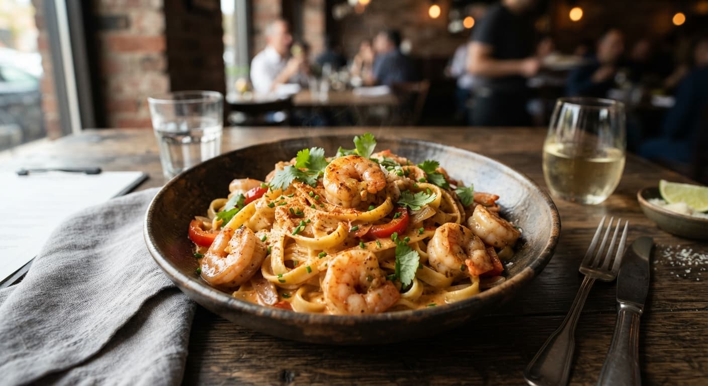 Shrimp and Chipotle Cream Fettuccine
