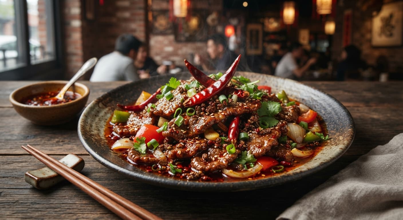 Sichuan Peppercorn Beef Stir‑Fry with Homemade Chili Oil
