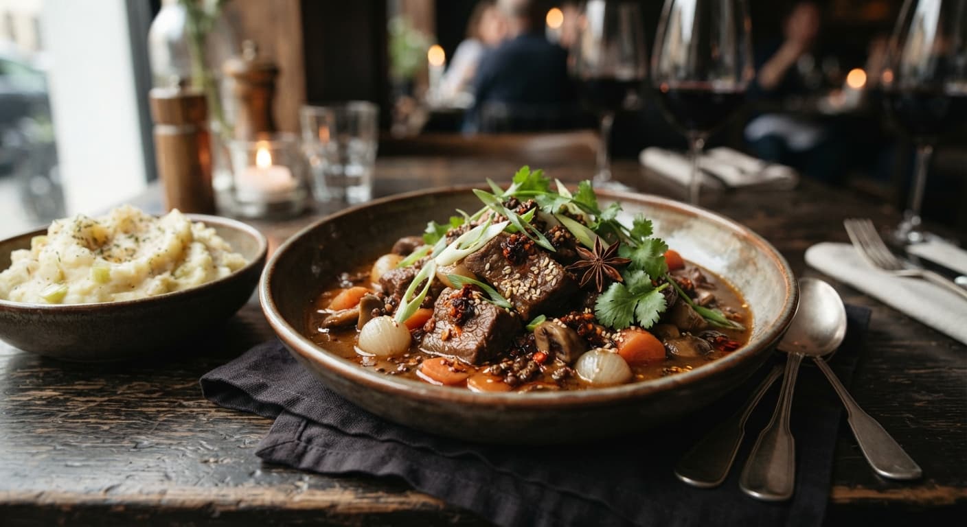 Sichuan‑Spiced Beef Bourguignon
