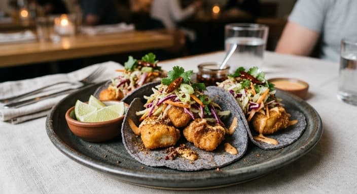 Sichuan-Style Fried Catfish Tacos with Crunchy Pickled Slaw