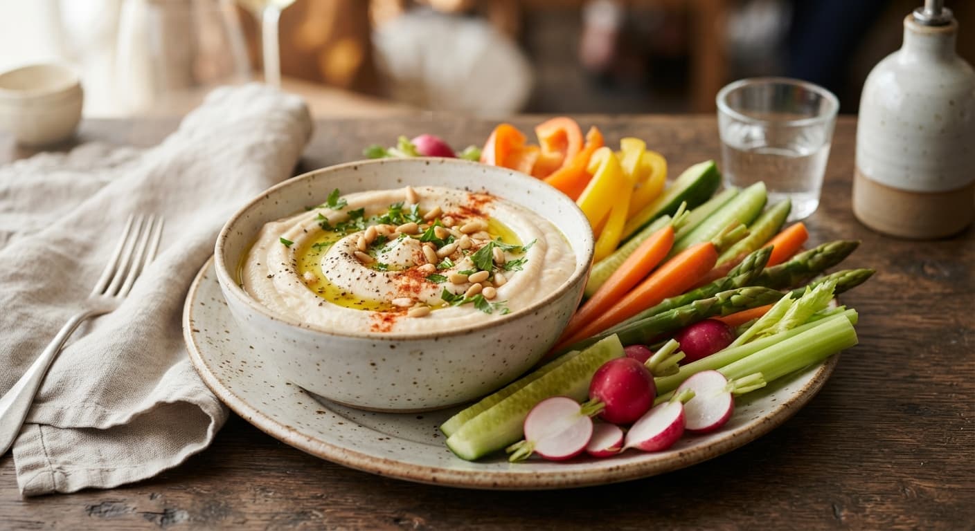 Silky White Bean Dip with Fresh Vegetable Sticks