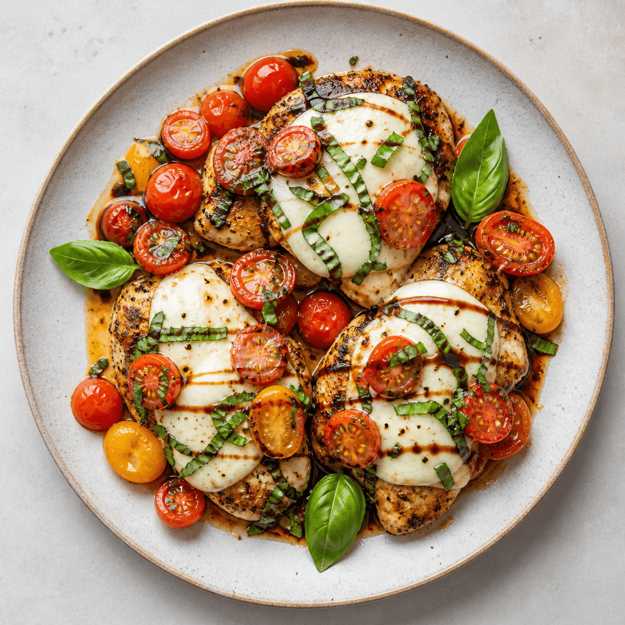 Skillet Caprese Chicken with Cherry Tomatoes