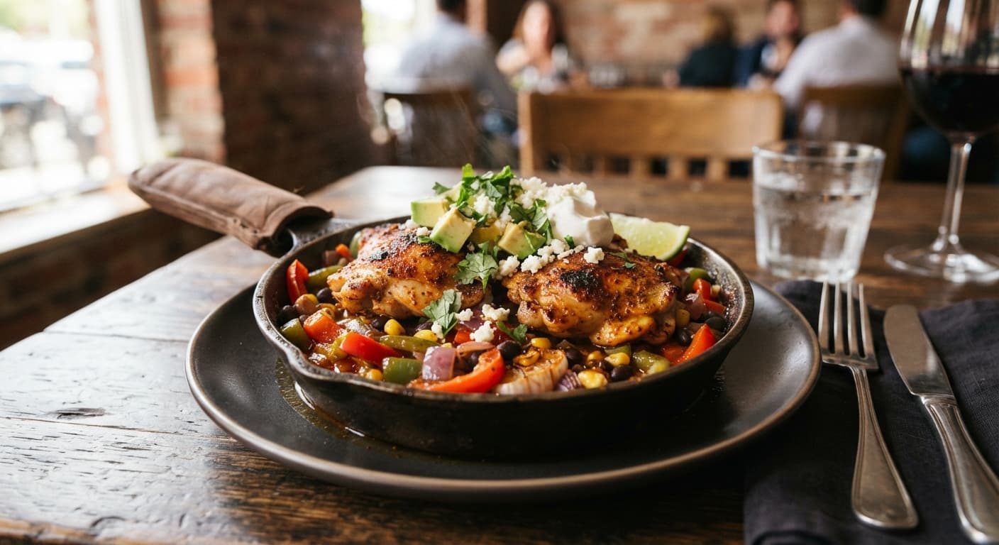 Skillet Chicken with Black Beans and Peppers