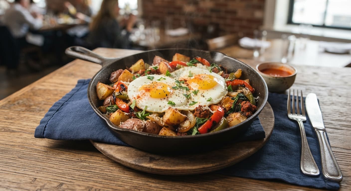 Skillet Eggs with Red Potatoes and Peppers