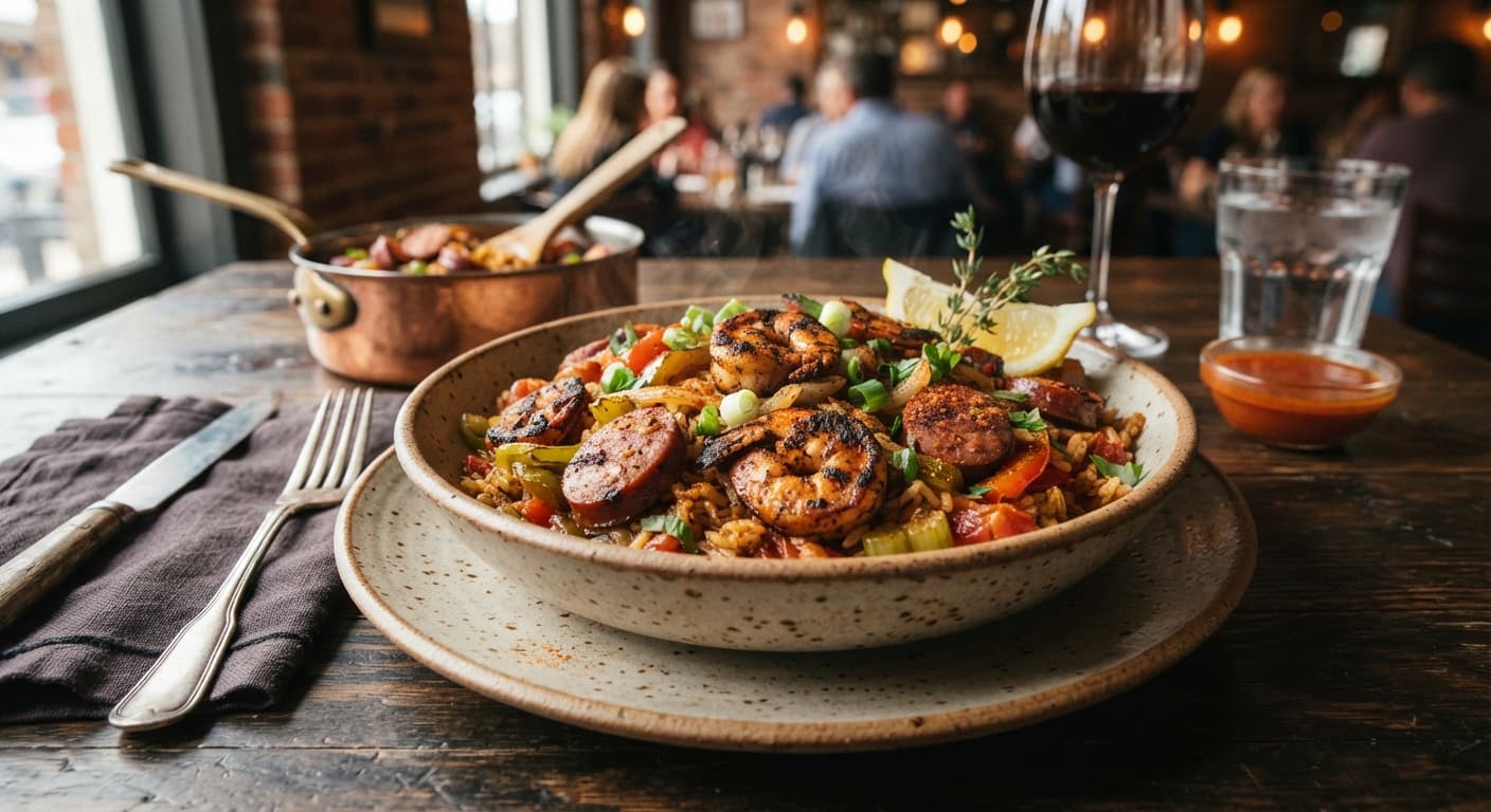 Smoked Cajun Shrimp and Andouille Sausage Jambalaya