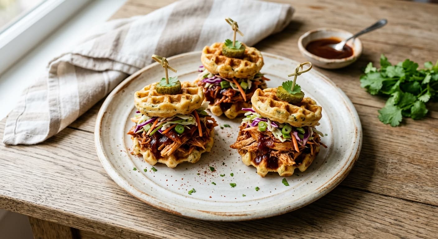 Smoked Paprika BBQ Chicken Waffle Sliders