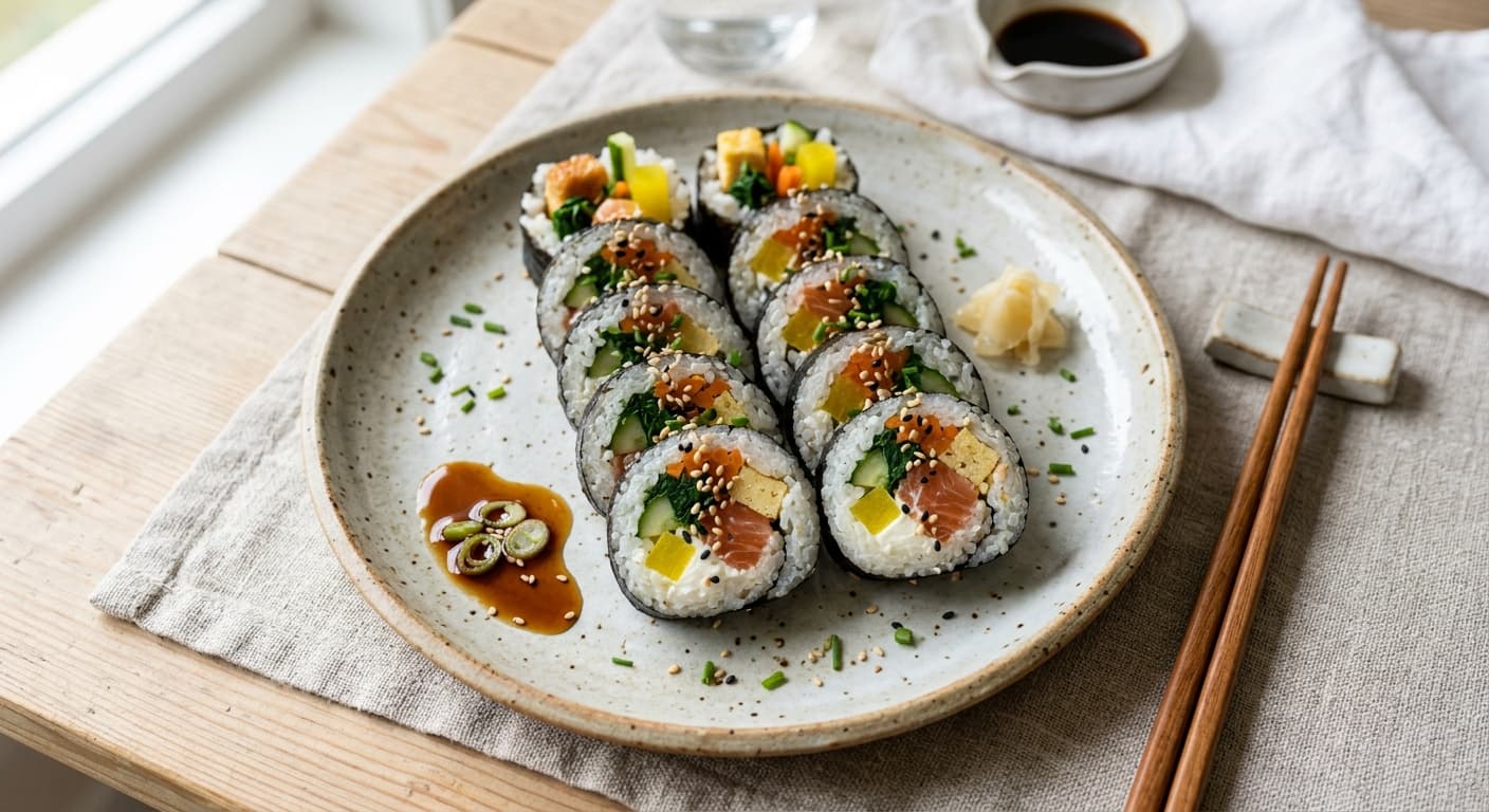 Smoked Salmon and Cream Cheese Kimbap