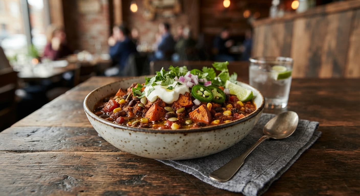 Smoked Sweet Potato and Black Bean Chili