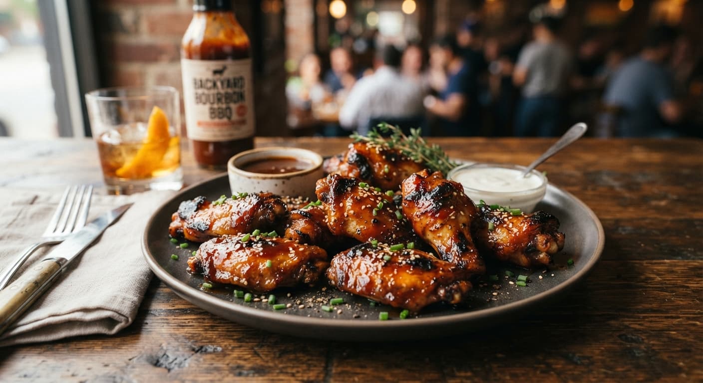 Smoked Wings in Sweet‑Heat Bourbon Barbecue Sauce