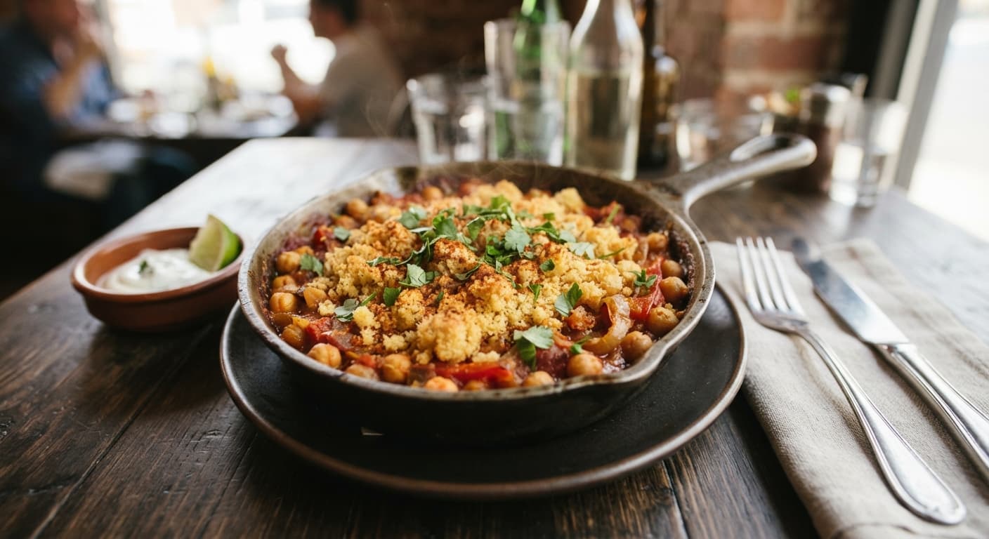 Smoky Chickpea Skillet with Cornbread Crumbs