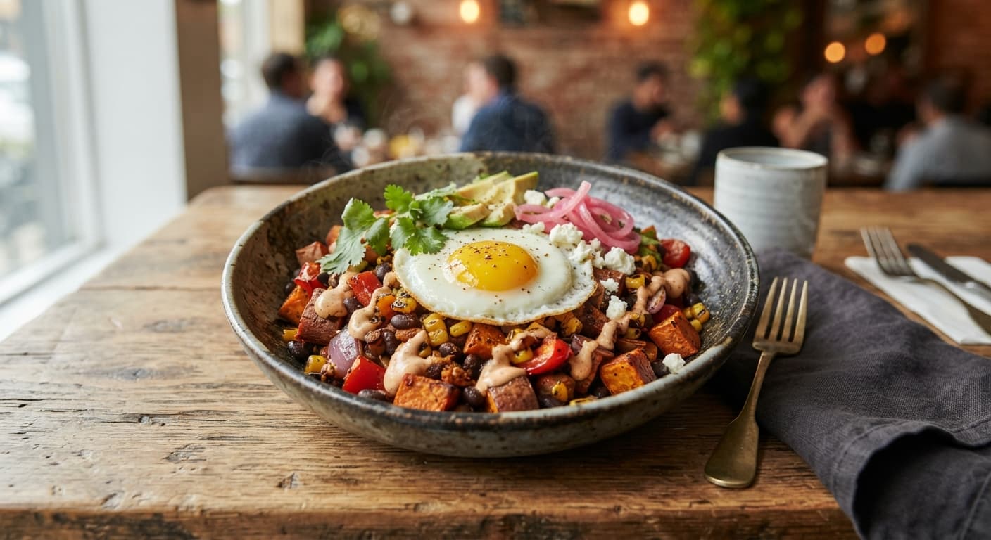 Smoky Chipotle Sweet Potato and Black Bean Hash