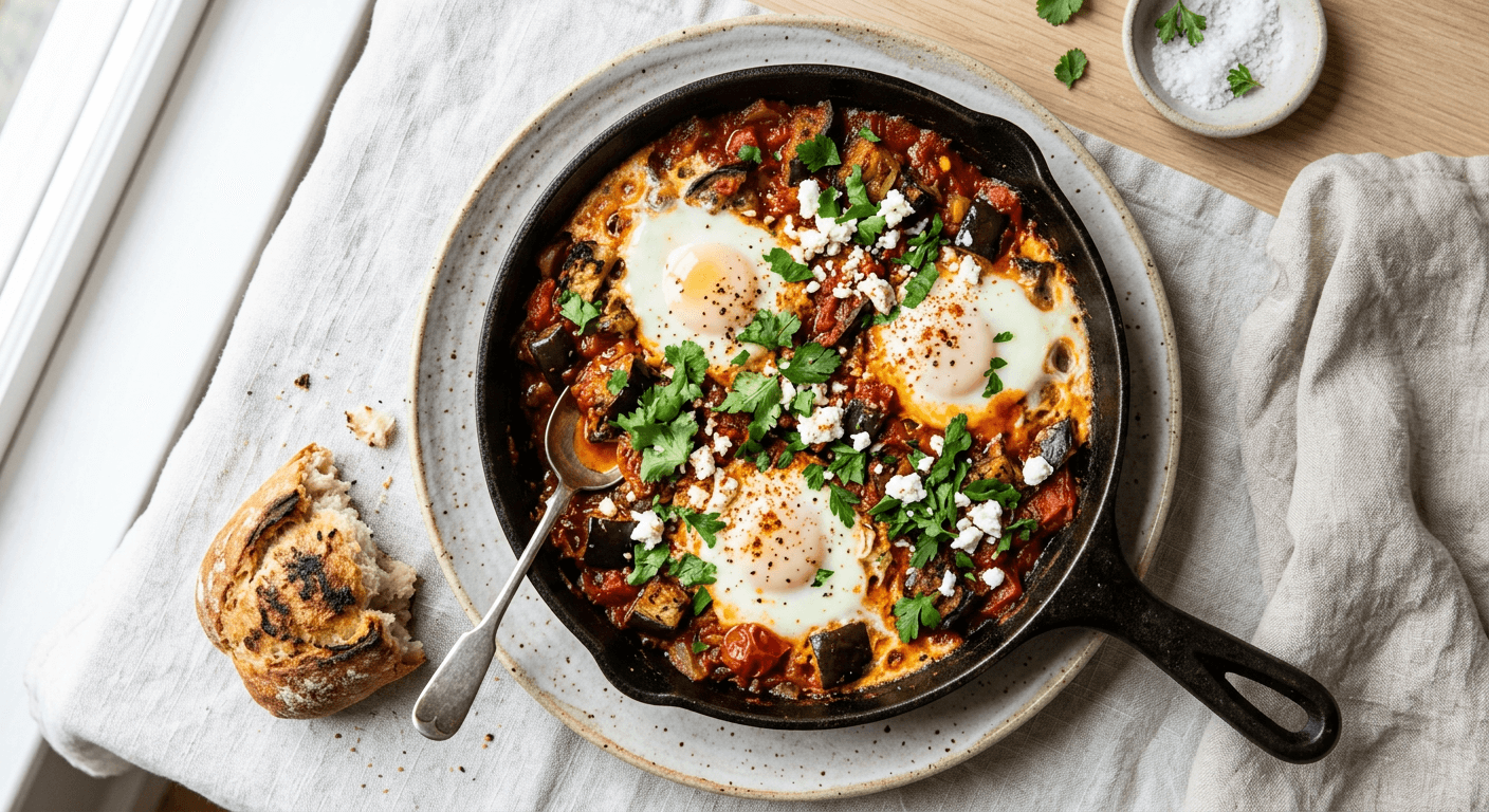 Smoky Eggplant and Harissa Shakshuka