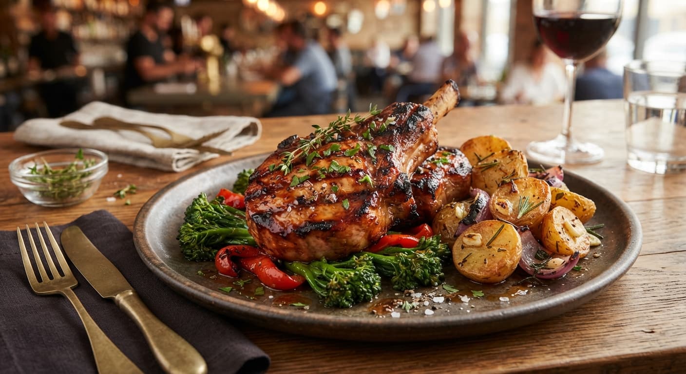 Smoky Pork Chops with Roasted Potatoes