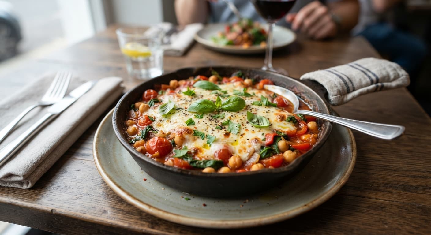 Smothered Chickpea Skillet with Tomato Sauce
