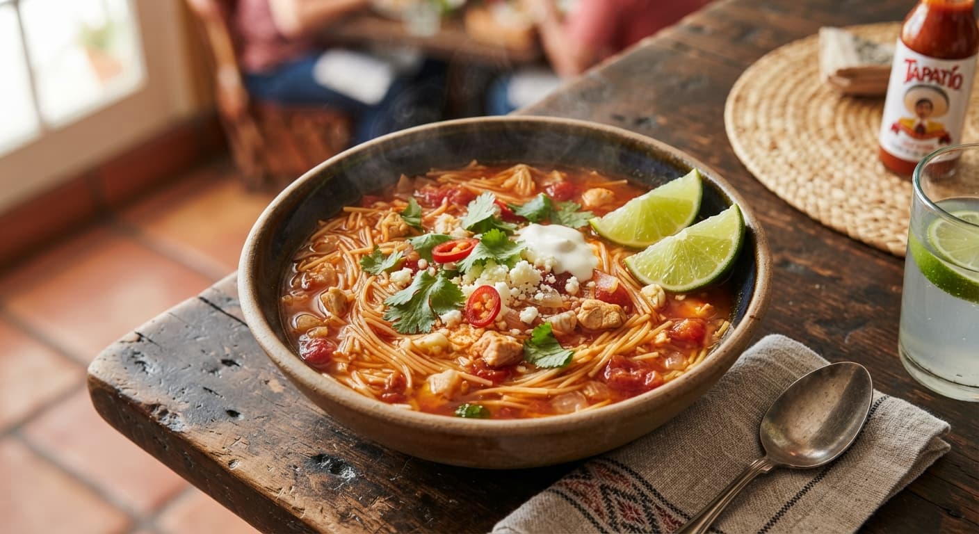 Sopa de Fideo with Lime‑Infused Noodles