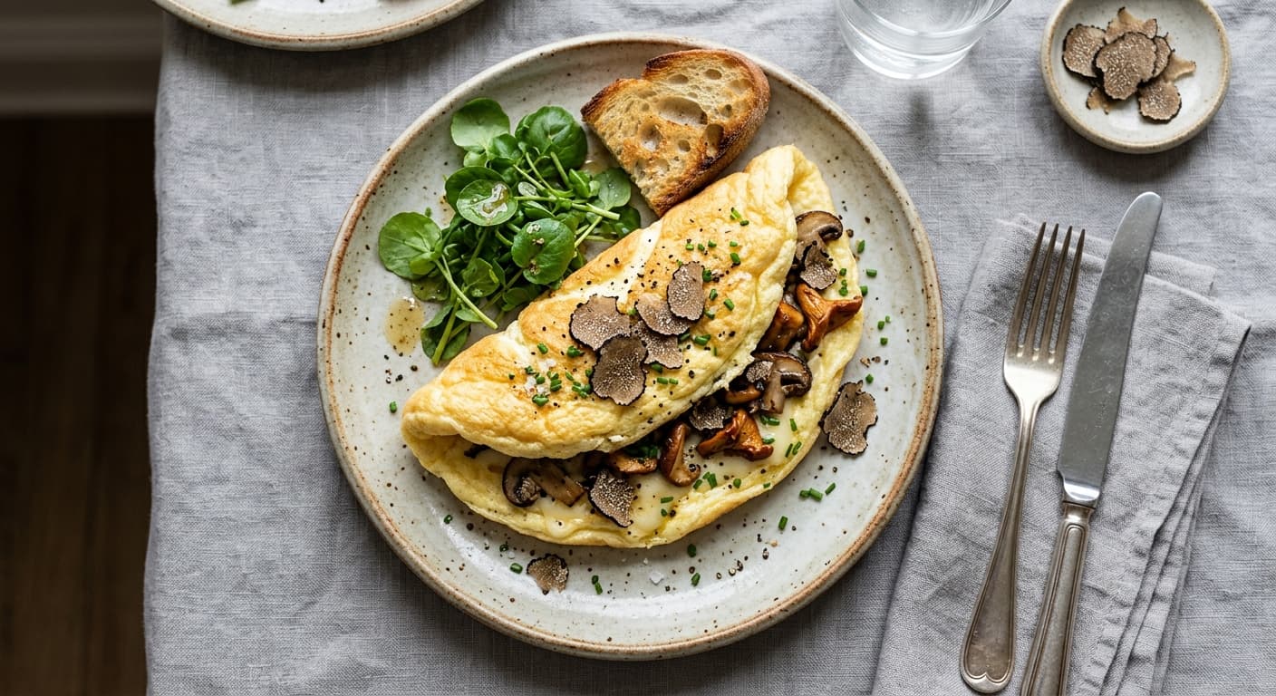 Souffléed Omelet with Truffle and Mushrooms