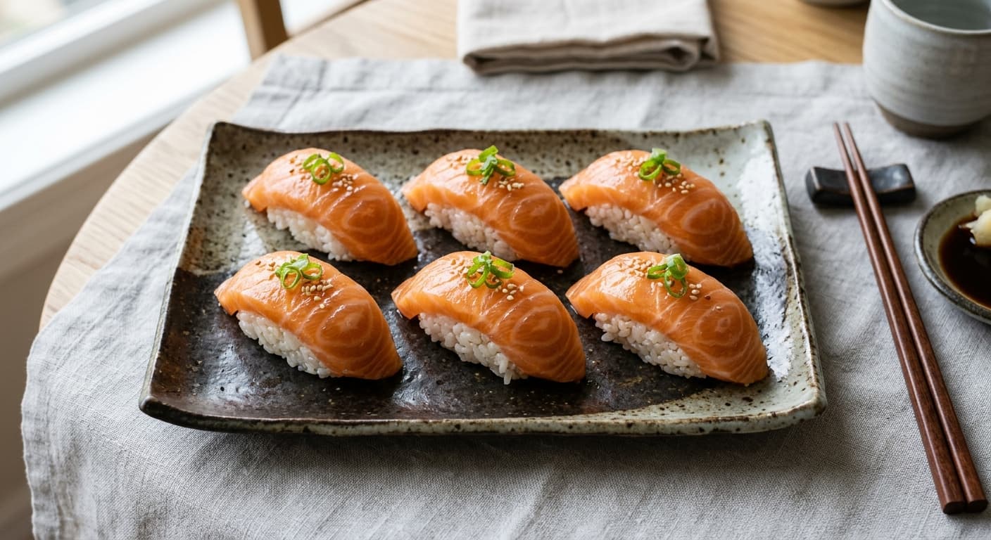 Soy-Ginger Marinated Salmon Nigiri