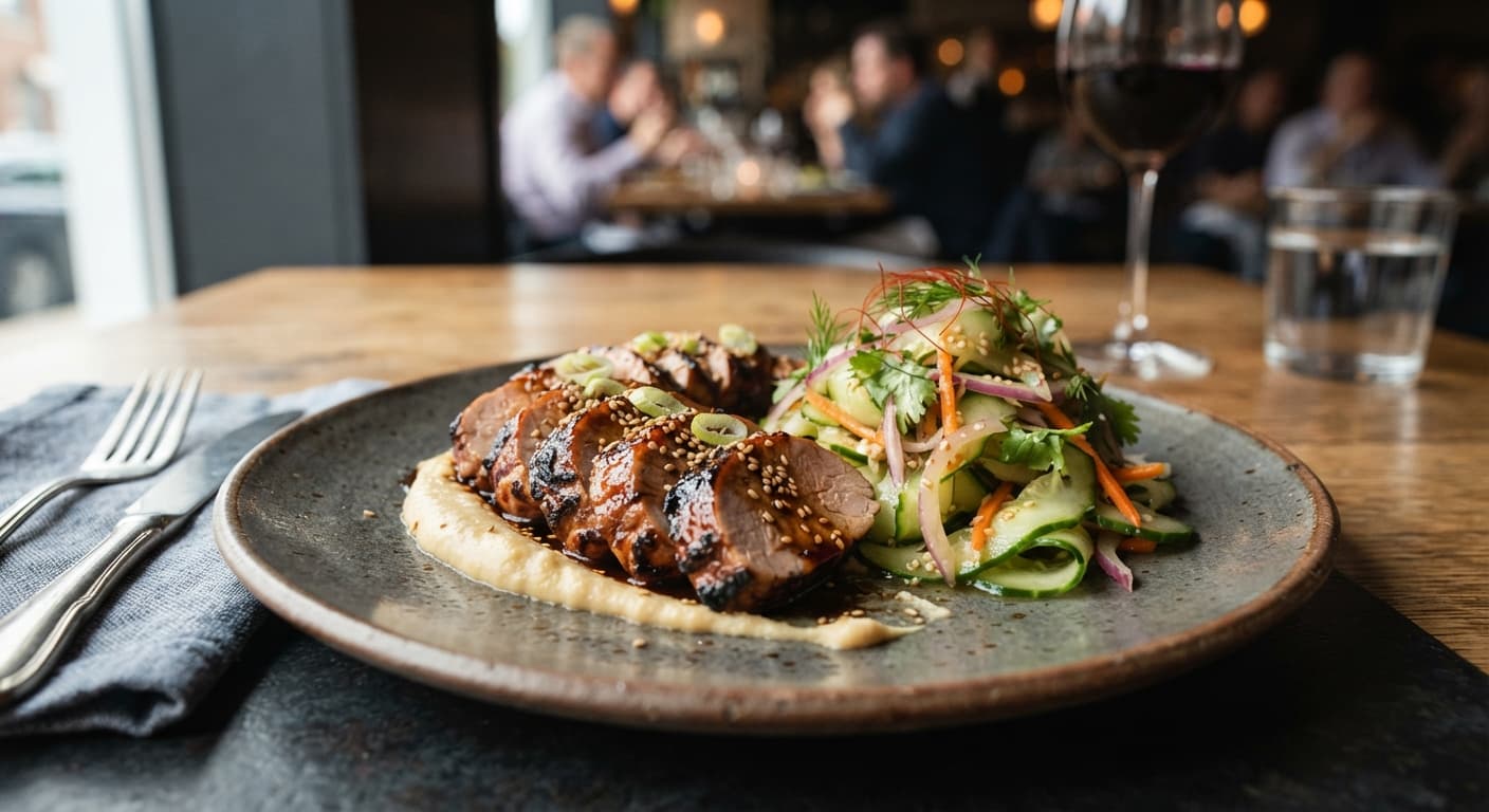 Soy‑Glazed Pork Tenderloin with Pickled Cucumber Slaw