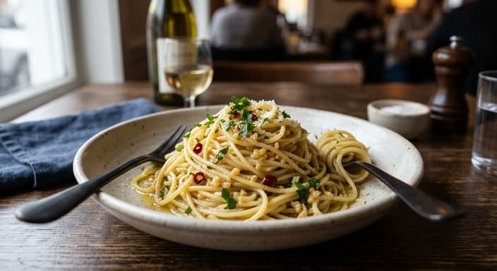 Spaghetti Aglio e Olio with Chili and Parsley