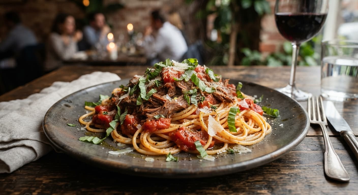 Spaghetti with Braised Lamb and Tomatoes