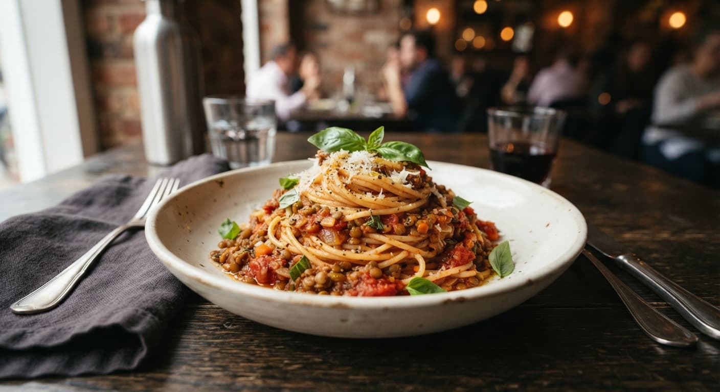 Spaghetti with Lentil Tomato Ragù