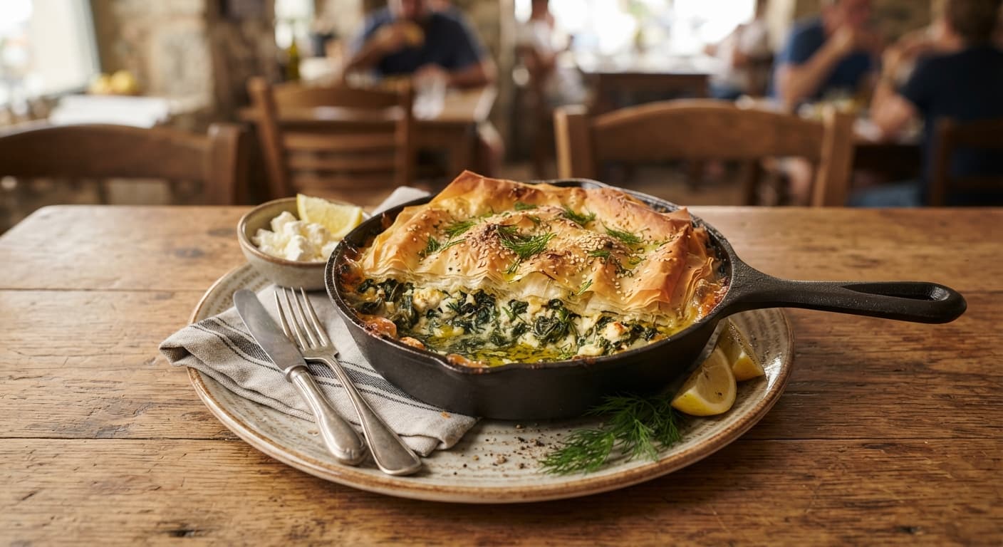 Spanakopita-Style Feta Spinach Skillet
