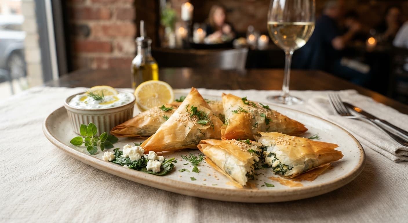 Spanakopita Triangles with Feta and Spinach Filling