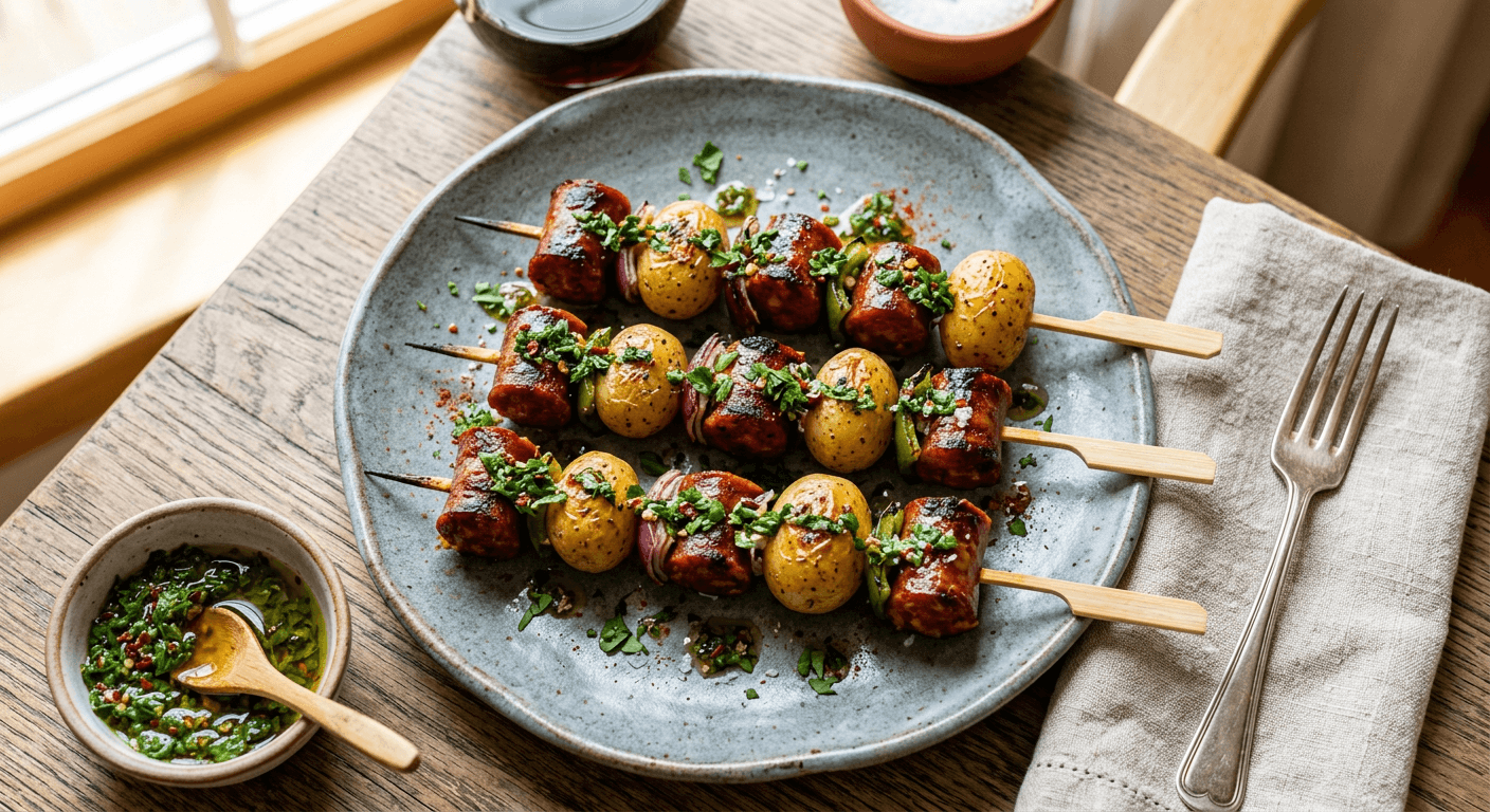 Spanish Chorizo and Potato Anticuchos
