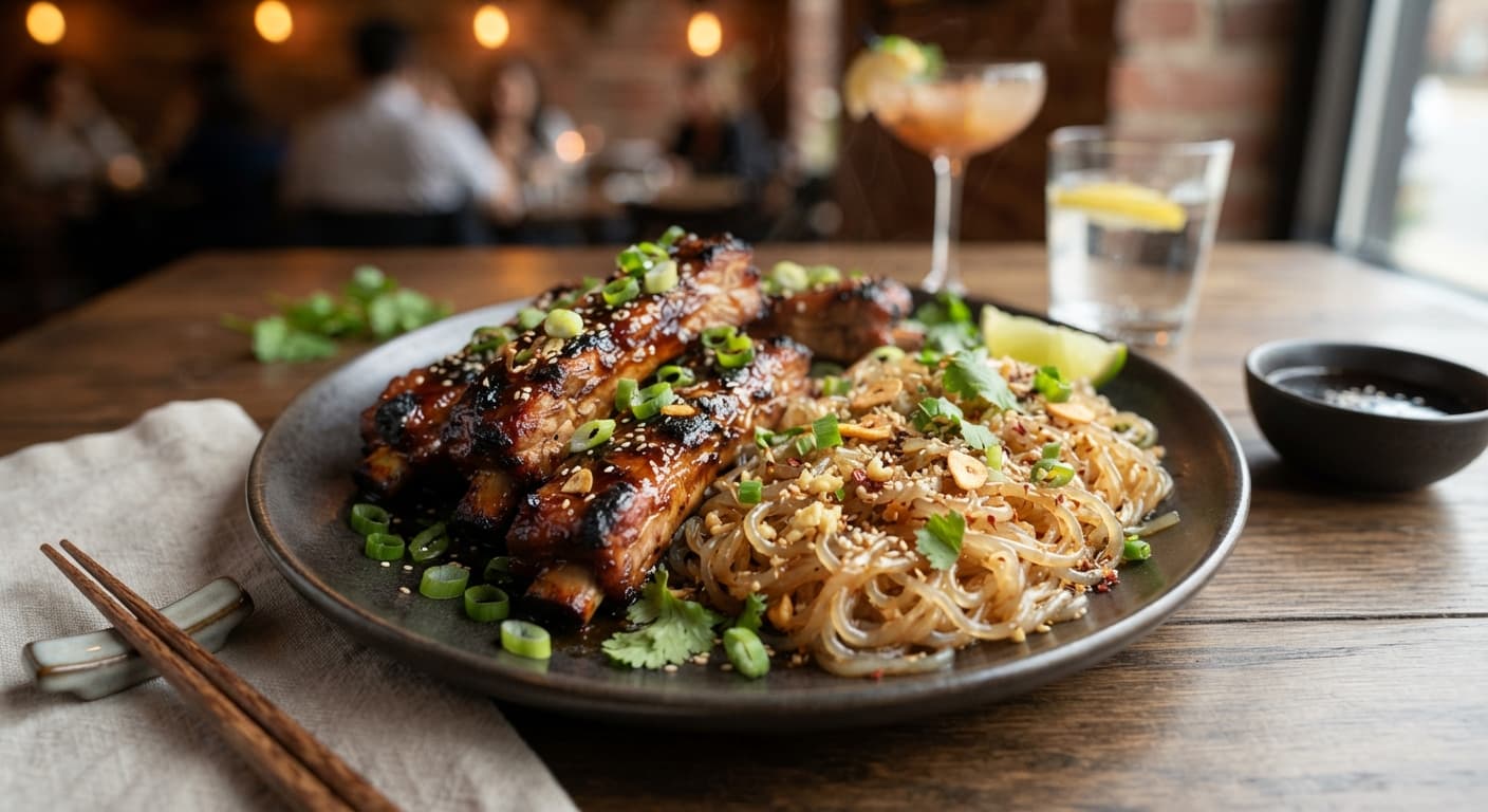 Spare Ribs Teriyaki with Garlic‑Infused Shirataki Noodles