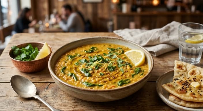 Spiced Lentil Dal with Spinach & Lemon