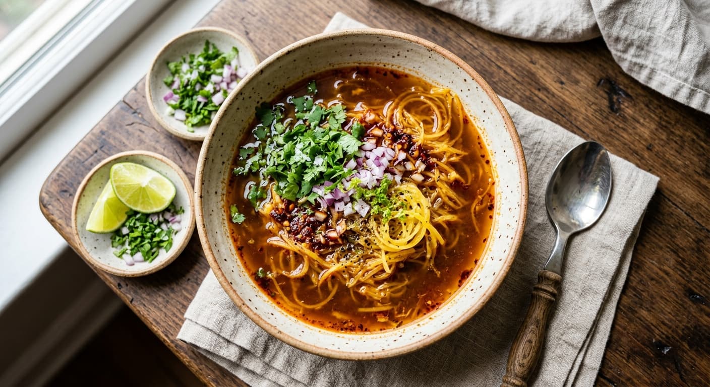 Spicy Birria-Style Spaghetti Squash Consommé