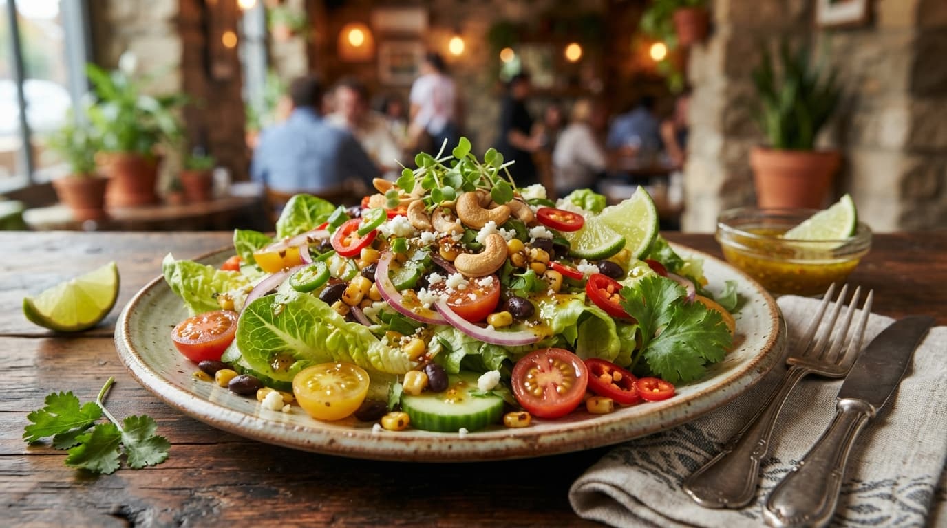 Spicy Brazilian Lettuce Salad with Lime-Chili Dressing