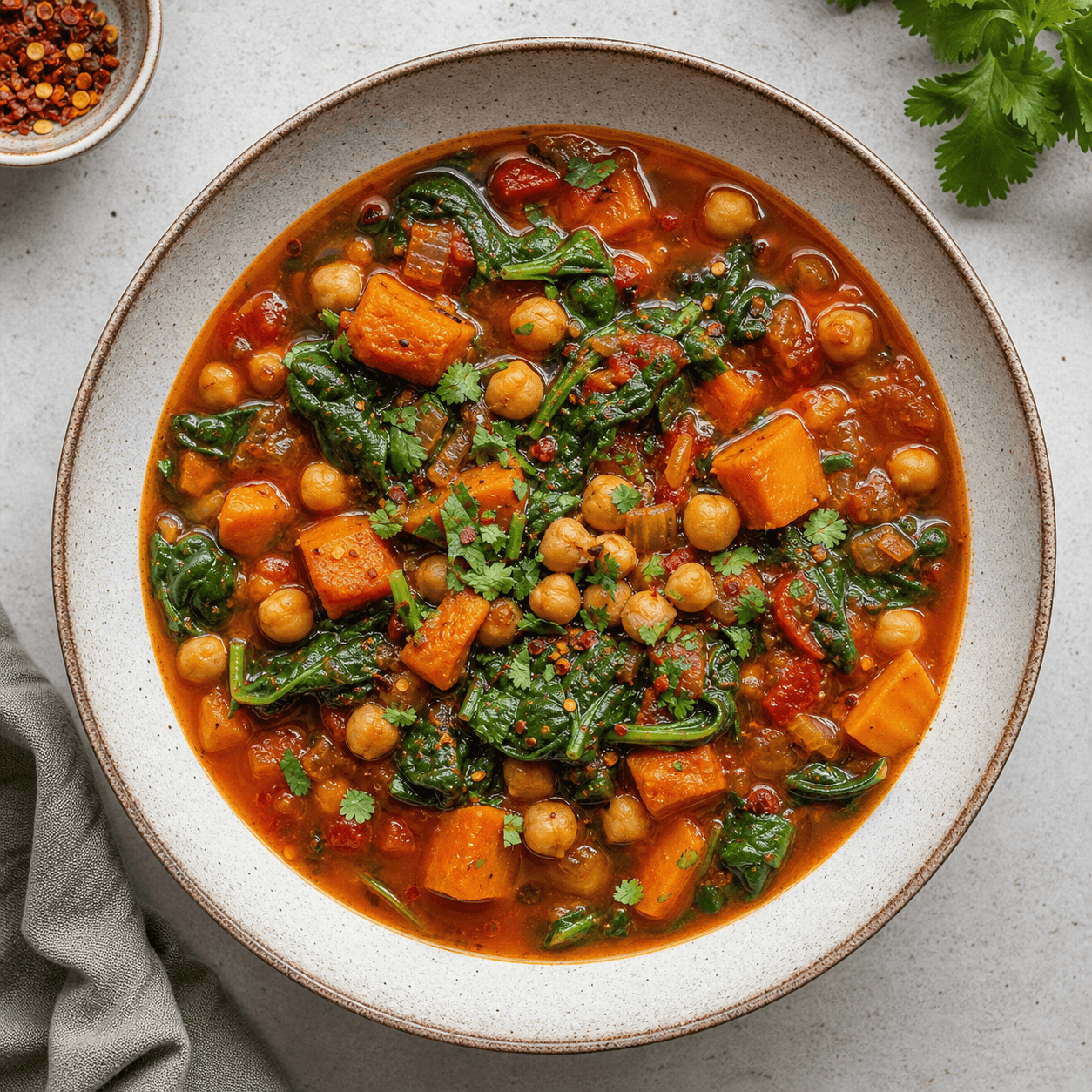 Spicy Chickpea & Spinach Winter Stew