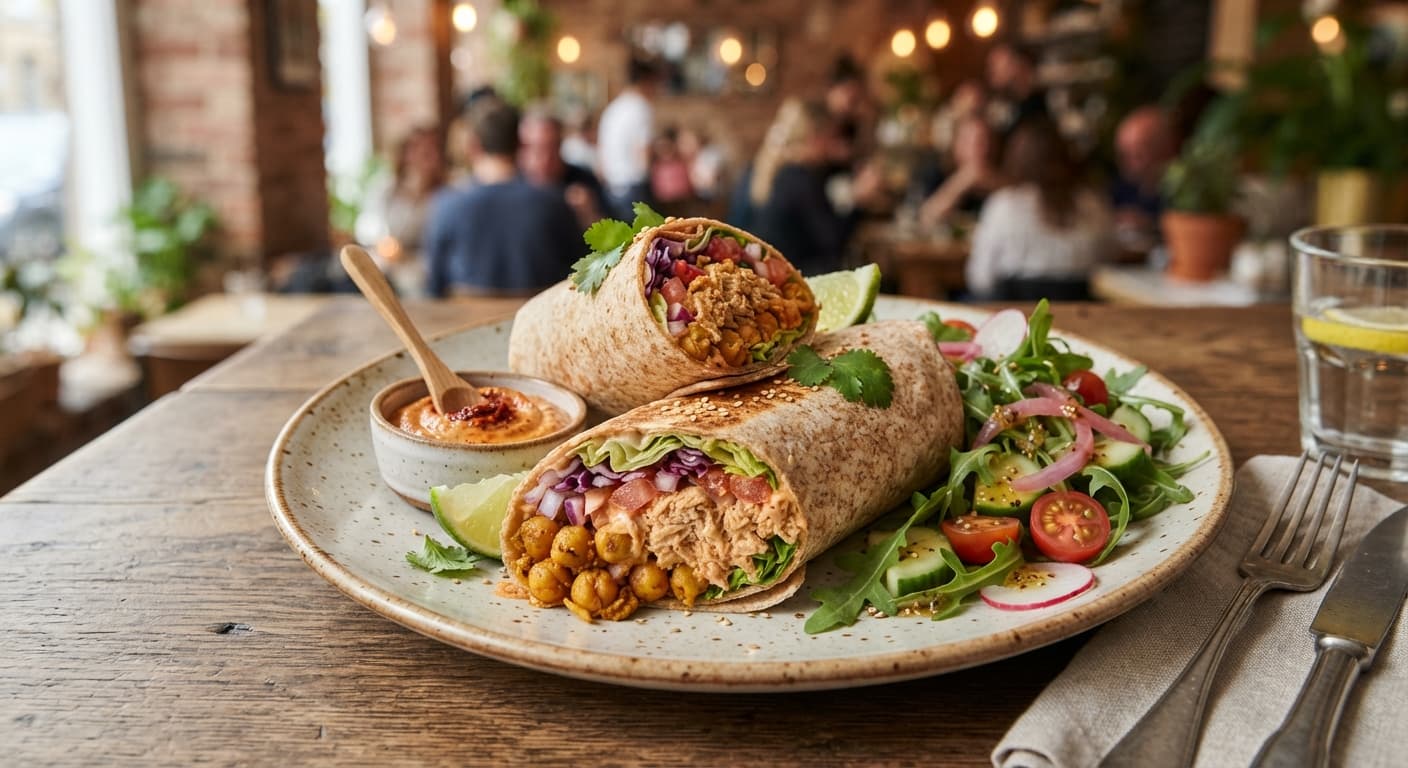 Spicy Chickpea Wrap with Imitation Tuna