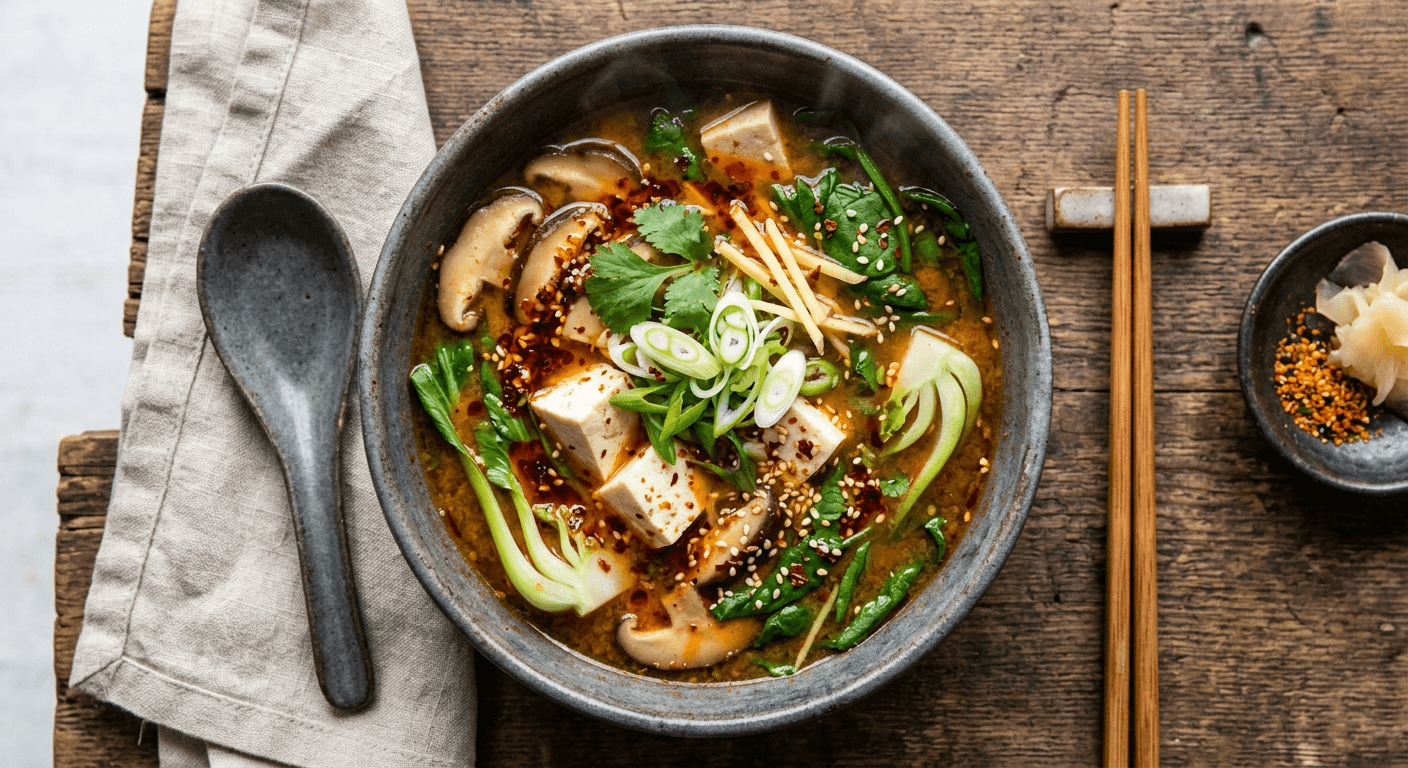 Spicy Ginger Miso Soup With Tofu