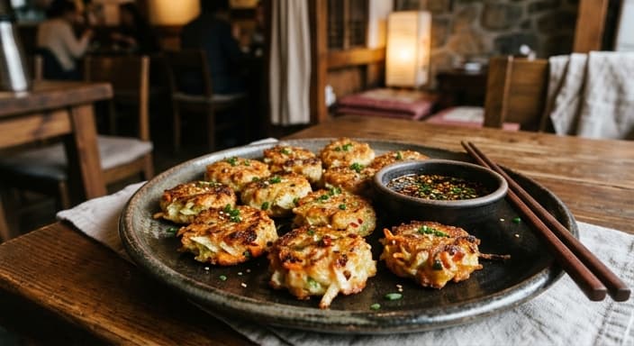 Spicy Korean-Style Cabbage Pancake Bites (No Seafood)
