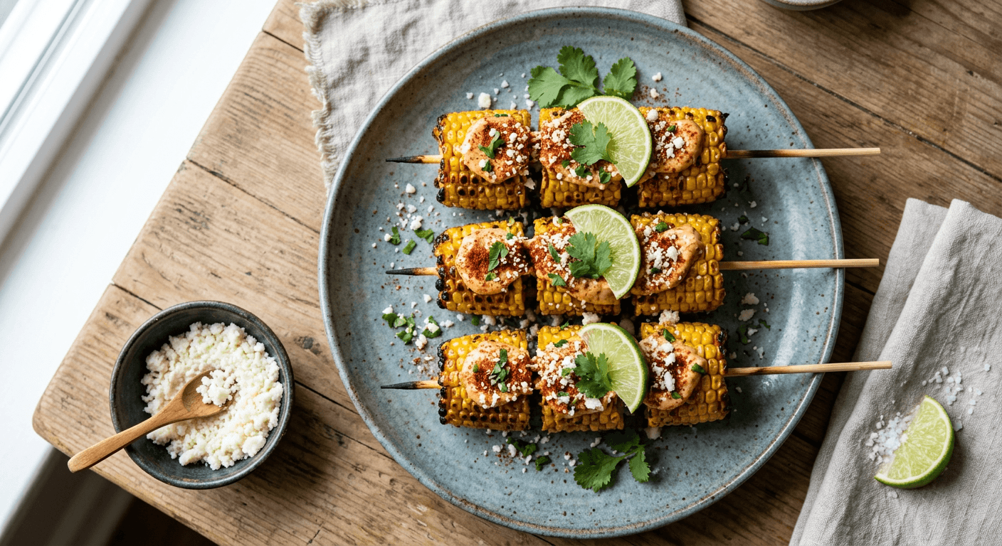 Spicy Mexican Street Corn Anticuchos