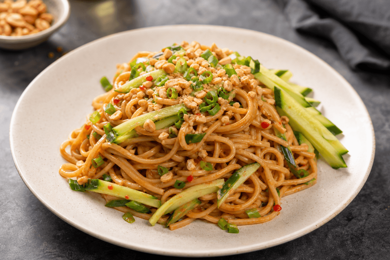 Spicy Peanut Noodles with Cucumber
