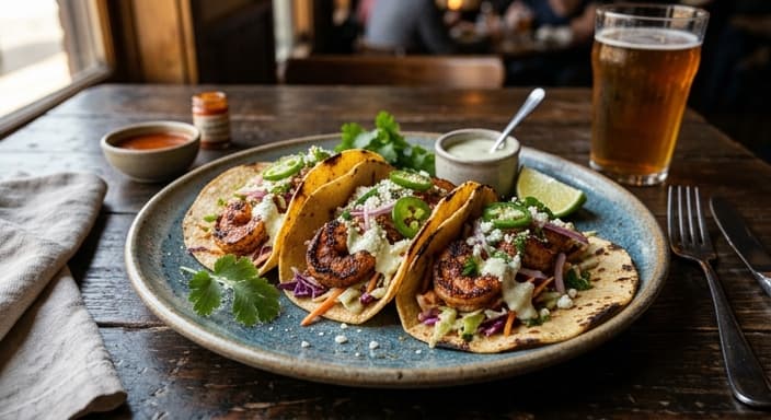 Spicy Shrimp Tacos with Lime Crema