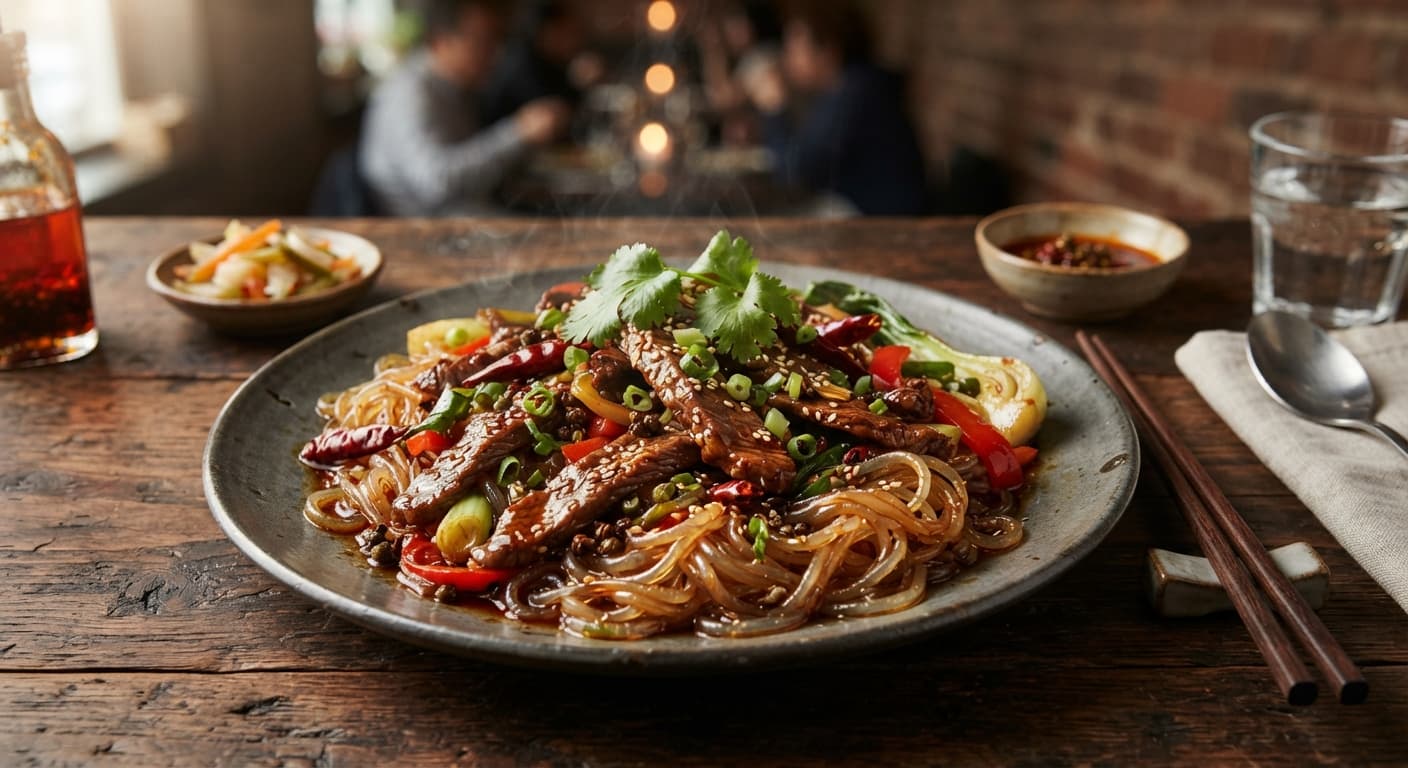 Spicy Sichuan Beef Stir‑Fry with Shirataki Noodles