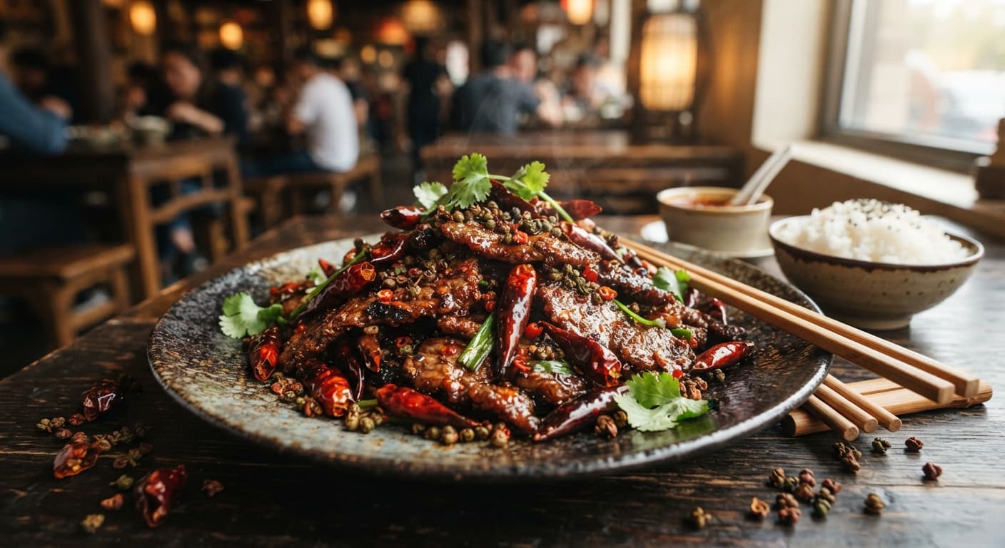 Spicy Sichuan Beef Stir‑Fry with Sichuan Peppercorns