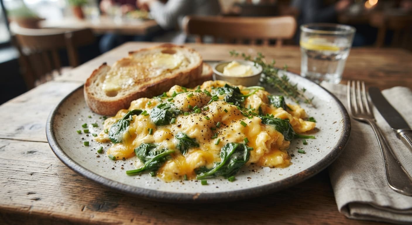 Spinach and Cheddar Scrambled Eggs