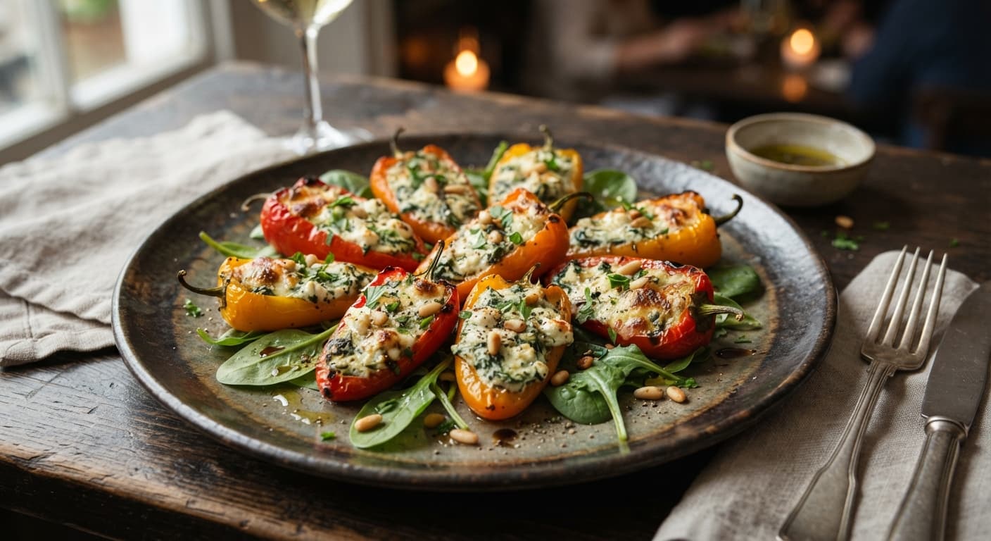Spinach and Goat Cheese Stuffed Mini Peppers