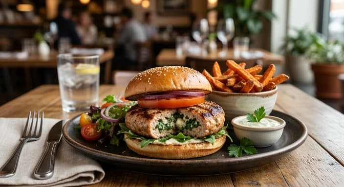 Spinach-Feta Stuffed Turkey Burgers