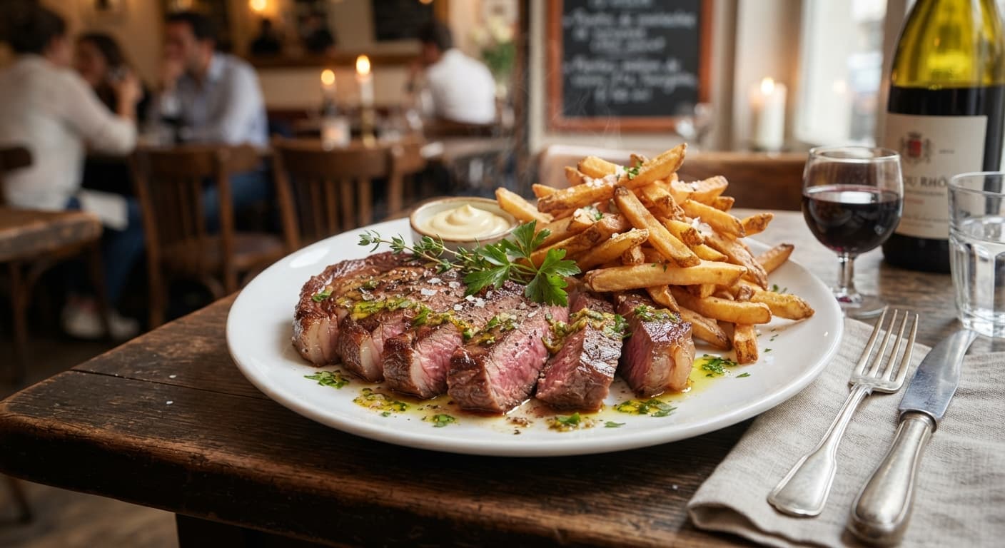 Steak Frites with Dijon‑Herb Vinaigrette