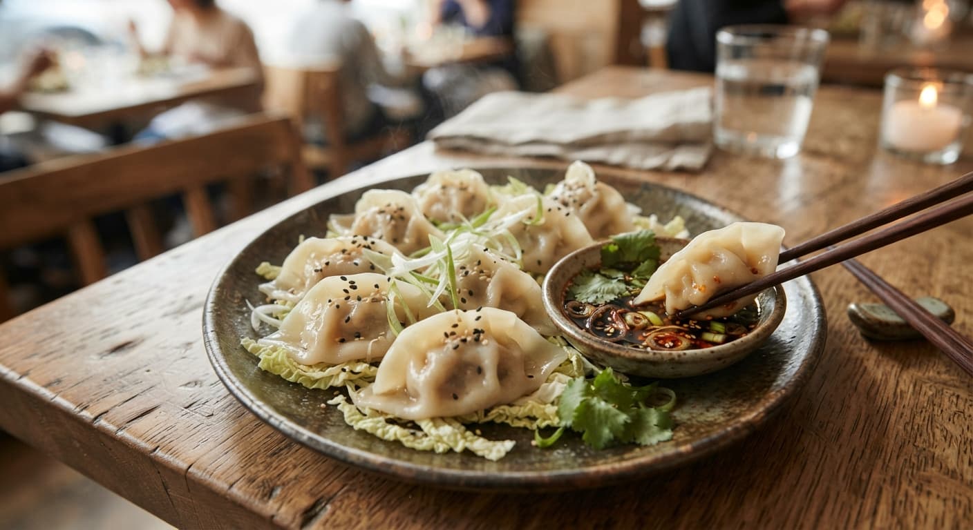 Steamed Dumplings with Dipping Sauce