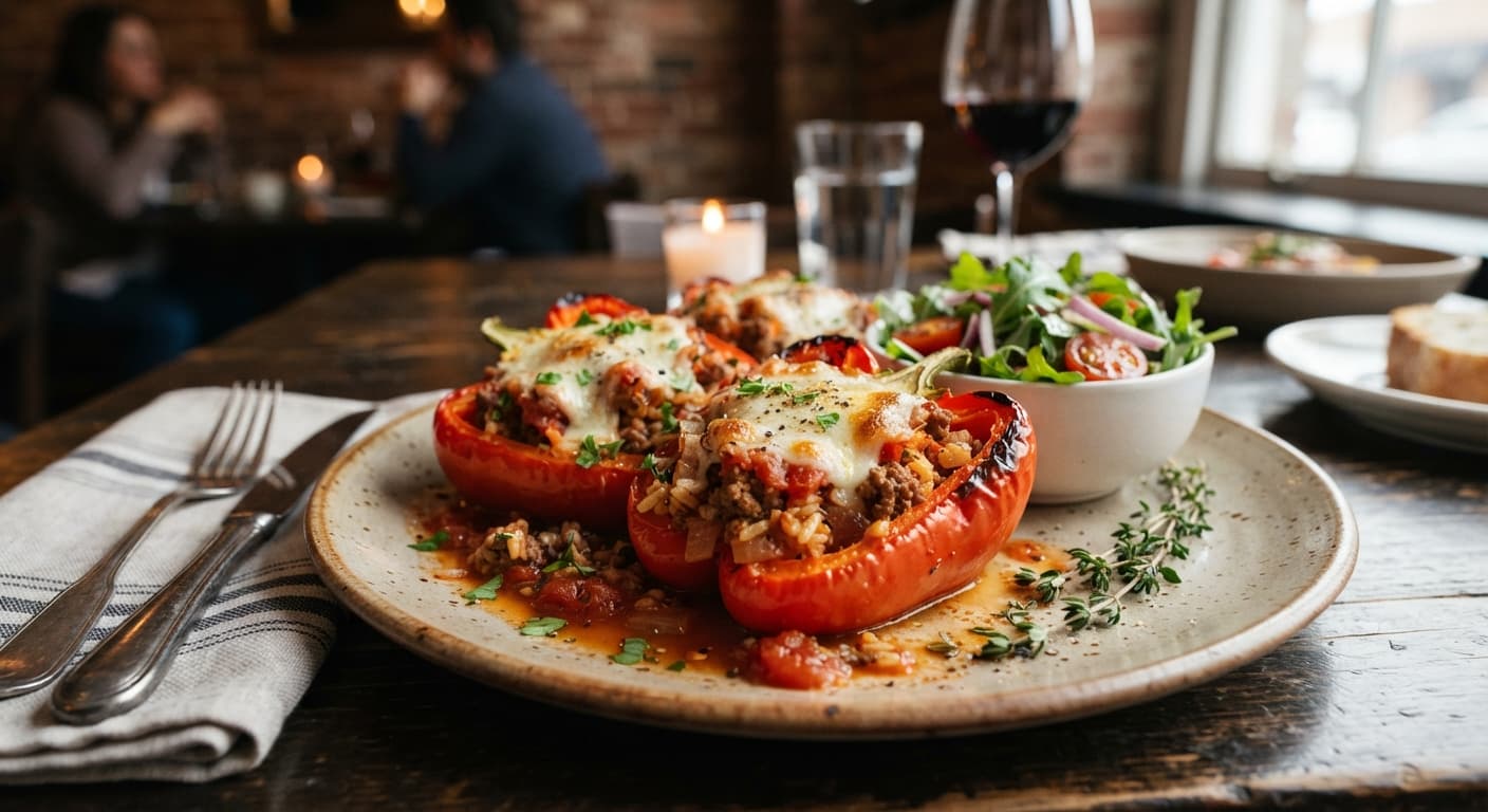 Stuffed Bell Peppers with Ground Beef and Brown Rice